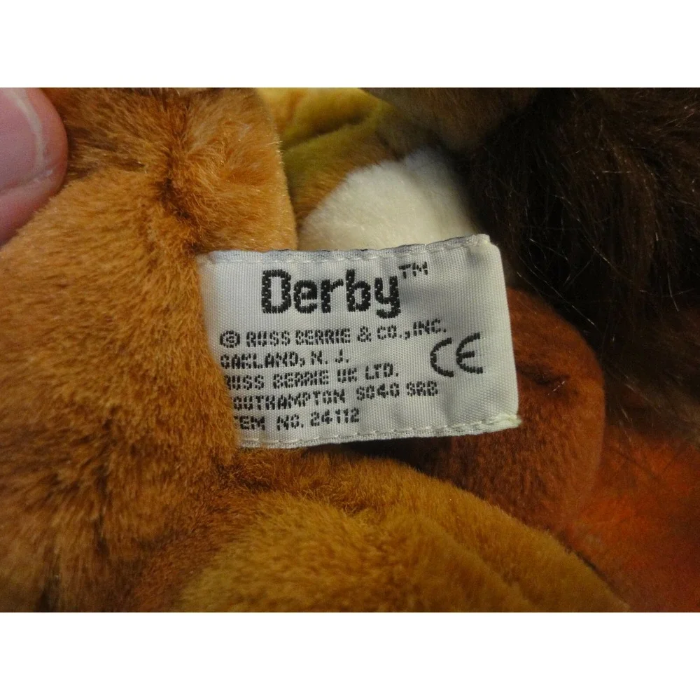Russ Berrrie Pony Hand Puppet Stuffed Animal Plush Brown White Derby Horse 13
